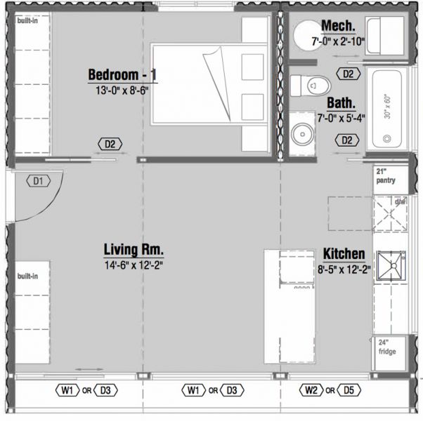 Arquitectura_Honomobo Container Homes-modelo 1 habitacion