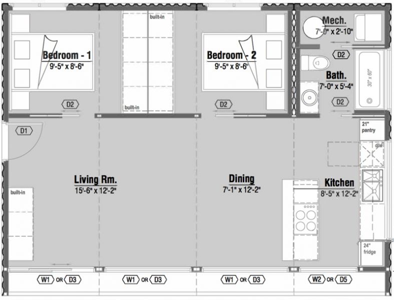 Arquitectura_Honomobo Container Homes-modelo 2 habitaciones