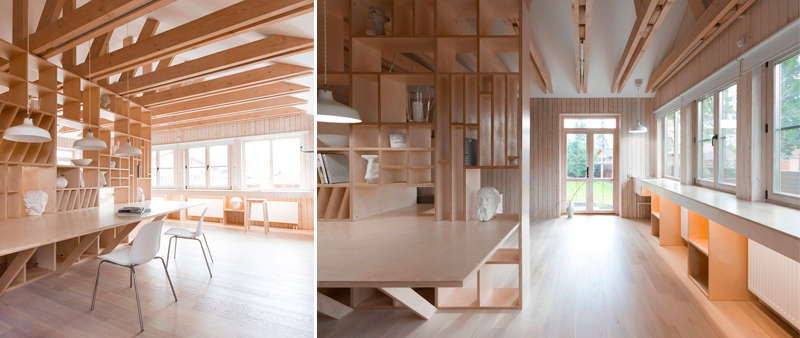arquitectura, arquitecto, interiorismo, diseño interior, design, Ruetemple, Moscú, taller artístico, espacio de trabajo, madera